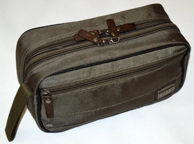 FOSSIL Army Green Nylon Travel Toiletry Shaving Bag Mens