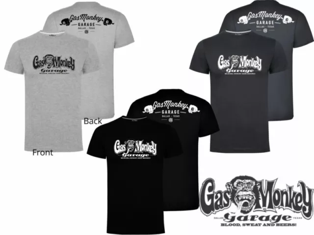 Gas Monkey Garage T-Shirt Official GMG Biker Hands Printed Logo Graphic Tee