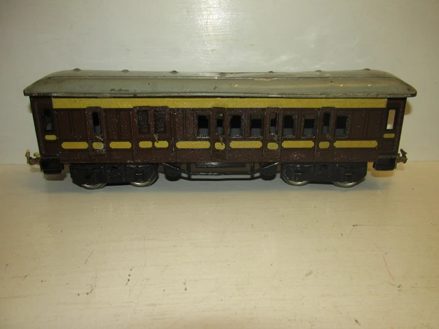 großer alter 4-achsiger Bing Spur 0 Blech Gepäckwagen Personenwagen 31cm