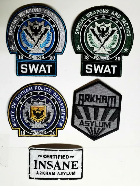 Arkham City/Asylum 3" to 4" Embroidered Patch Set of 5  (BMPA-Set-5)