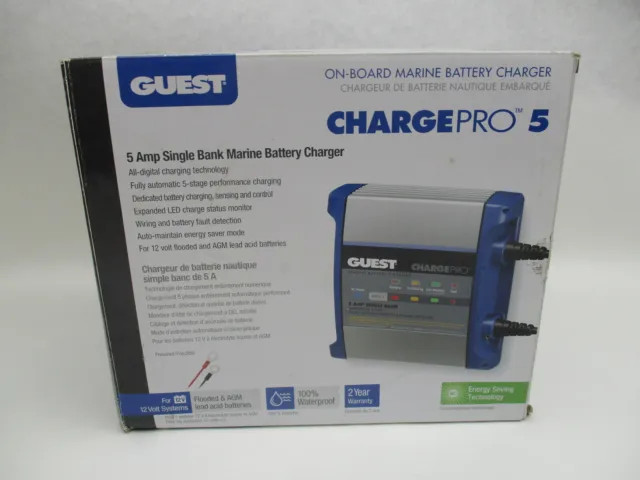 2708A Guest Charge Pro 12 Volt DC On-Board Battery Charger - 5 Amp Waterproof