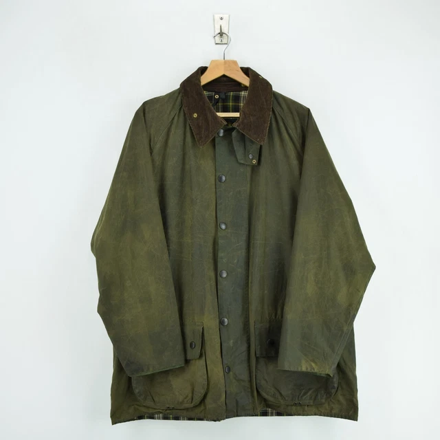 VINTAGE BARBOUR A150 Beaufort Green Wax Jacket Made In England XL