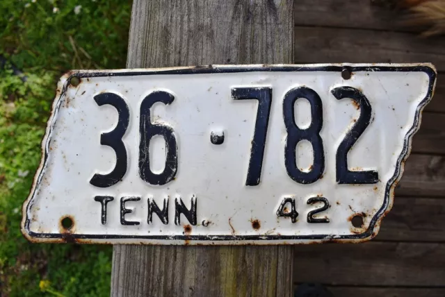 Vintage 1942 Tennessee License Plate, Lawrence County