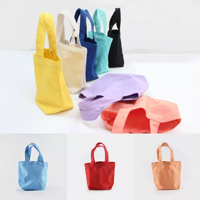 Small Shopping Bags Solid Color Casual Tote Canvas Bags Mini Handbag For Women
