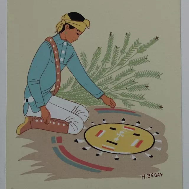 Harrison Begay Navajo Artist Serigraph Silk Screen Young Boy with Sand Painting