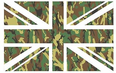UK British Union Jack Flag With Green Army Camouflage Vinyl Car Sticker 110x70mm