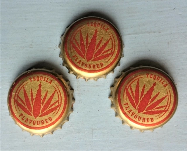 3 x SABOR A TEQUILA ORO Botella Prendas para el torso Corona Tapas Cerveza ARTESANAL HOJA de metal símbolos