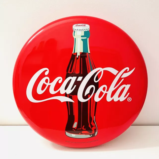 🔵 COCA COLA bottone smaltato in latta targa insegna Vintage ø cm 30