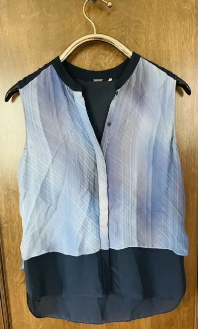 Elie Tahari Sleeveless Silk Hayden Blue Blouse Tunic Ombré Small 2