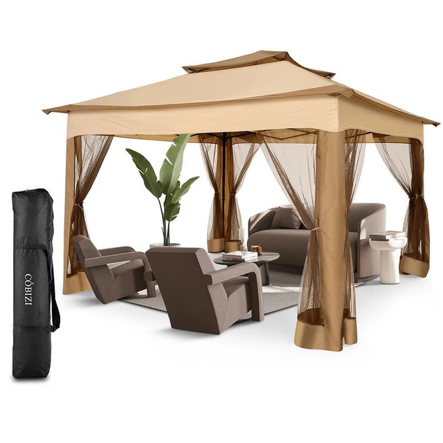 Pavillon 3x3m/3.3x3.3m Faltpavillon Wasserdicht Popup Garten Partyzelt Festzelt 9