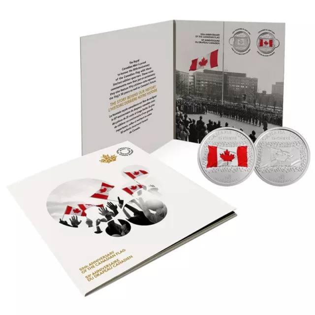 🇨🇦 2015 25c Canadian Flag Collector Card, 50th Anniversary