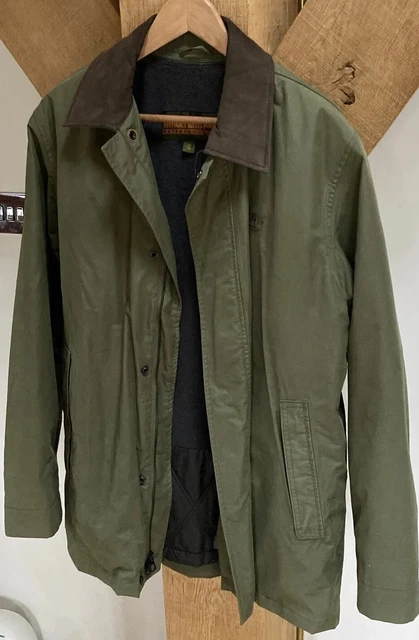 Men's TIMBERLAND Hooded Jacket Coat Waterproof Fleece Lined UK M Khaki Green