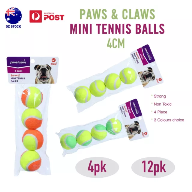 4/12pk Mini Tennis Balls 4CM Dog Puppy Small Play Throw Fetch Training Chew Toy