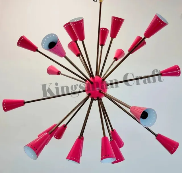 Lámpara Sputnik de latón rosa con sombra, accesorio elegante de 24 brazos...