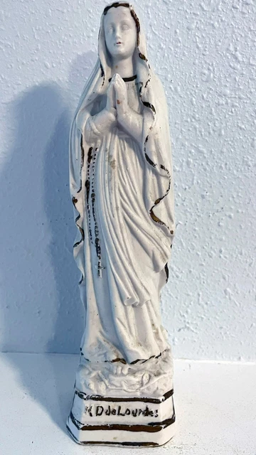 VINTAGE OUR LADY of Lourdes Virgin Mary Catholic Statue Porcelain ...