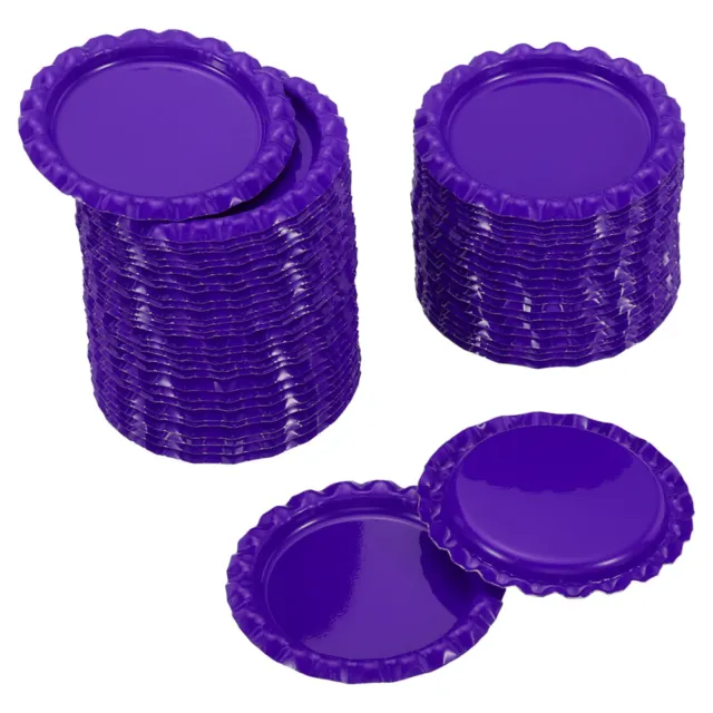50Pcs 1" Flat Decorative Bottle Caps Craft Bottle Pendant Trays Purple