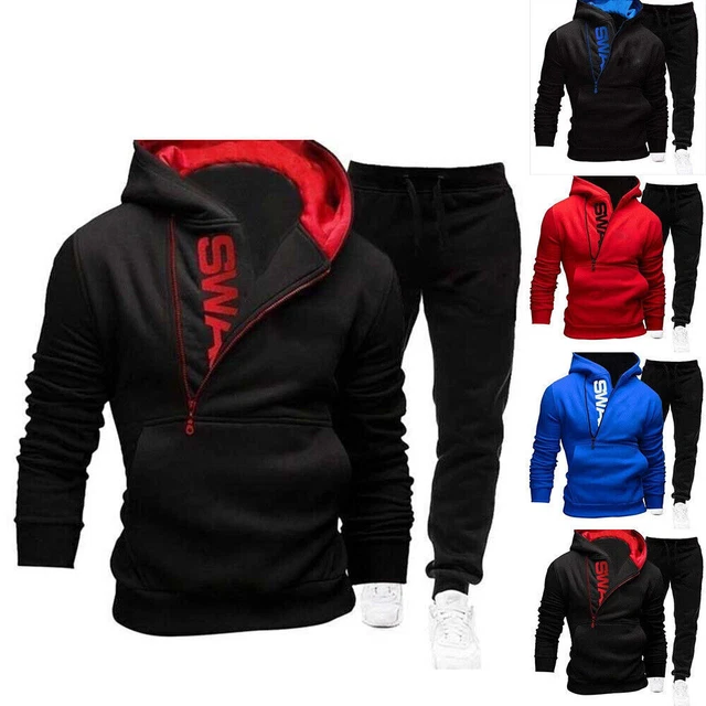 Set tuta con cappuccio uomo 2 pz felpa pantaloni fondo jogging set abbigliamento sportivo