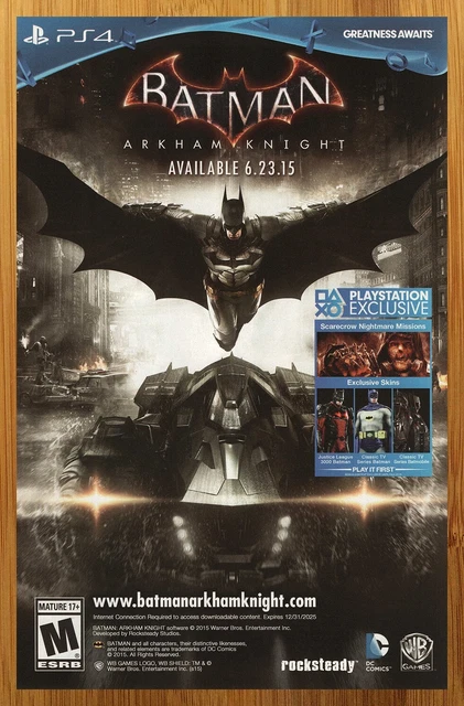 BATMAN ARKHAM KNIGHT Video Game Store Display Poster 2015