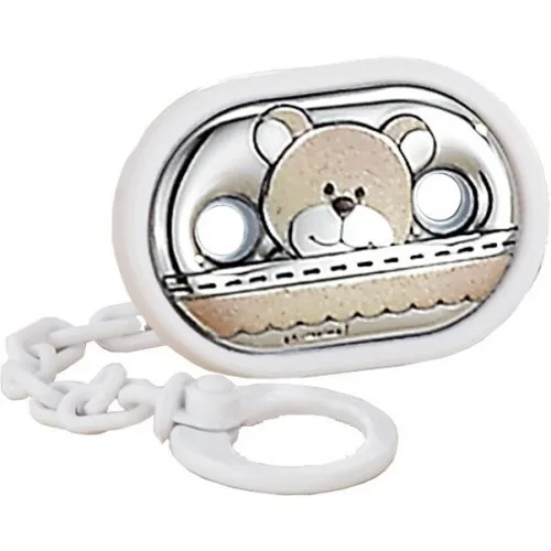 Alfiler Infantil Oso Bilaminado Plata 3154-bl