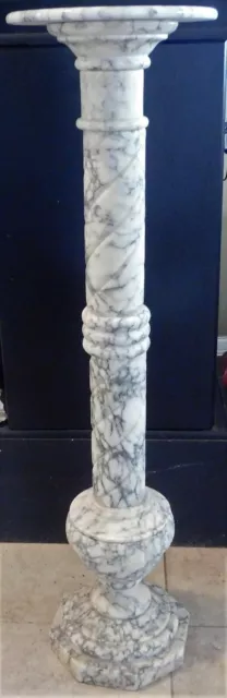 Vintage Italian solid marble 38" Pedestal Column Plant Stand