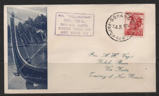 Papua New Guinea - 1955 MV POLURRIAN Cover SOHANO to BUIN (049G-29)