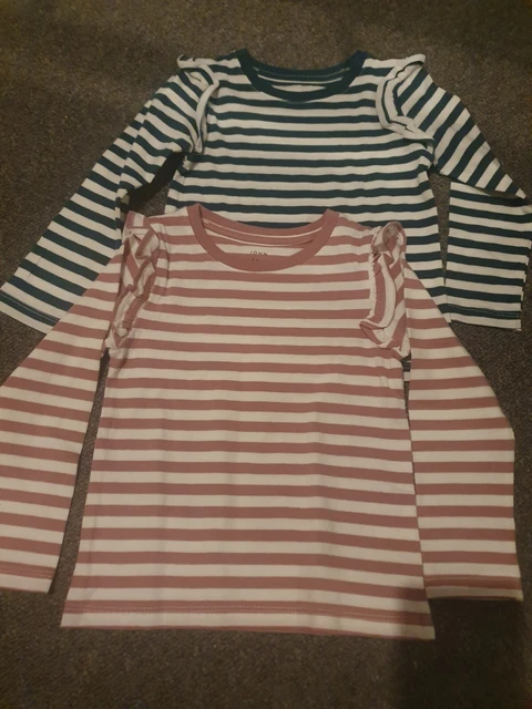 top ragazze 2-3 anni pacchetto, john lewis, top a righe fronzoli x 2