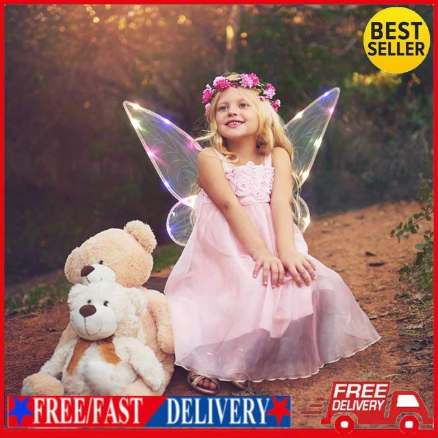 Butterfly Fairy Wings LED Abito Angelo Festa Ala Donna Bambini Ragazza (Blu B)