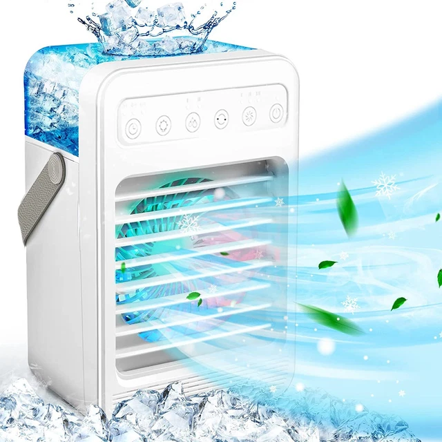 Air Conditioner With 3 Speeds 7 Colors Light Humidifier Small Desk Cooler Fan