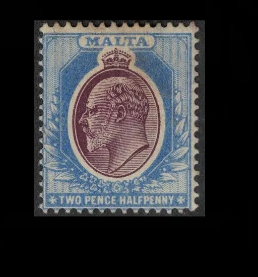 malta stamps 1903 - 2 1/2d maroon/blue -mint hinged sg41 - edward vii cwn CA