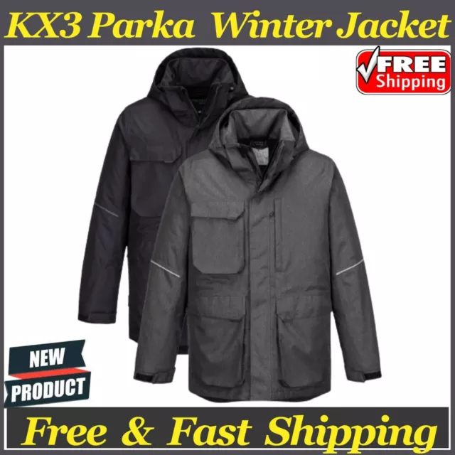 Portwest Waterproof Parka Jacket KX3 Quit Lined Thermal Winter Warm Coat#KX360