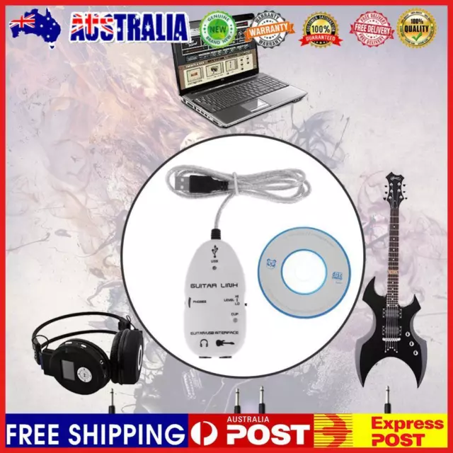 Guitar to USB Sound Player Sound Card Effector Link Audio Cable (White)