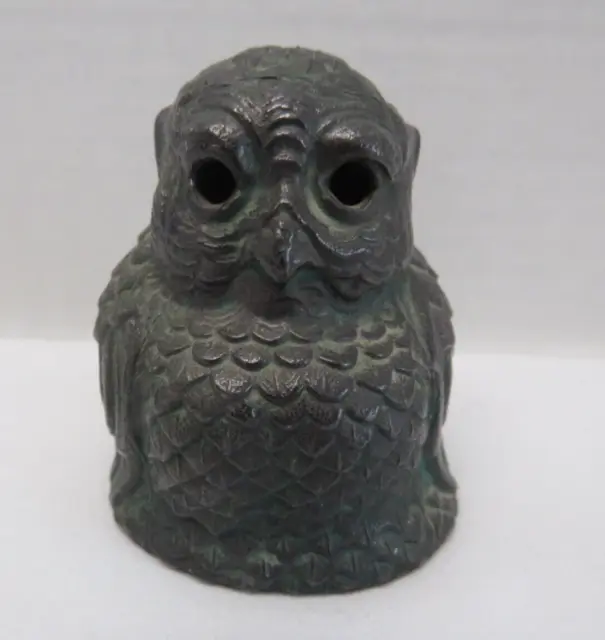 Vintage Antique VANTINES Cast Metal Buddha OWL Incense Burner Top Only