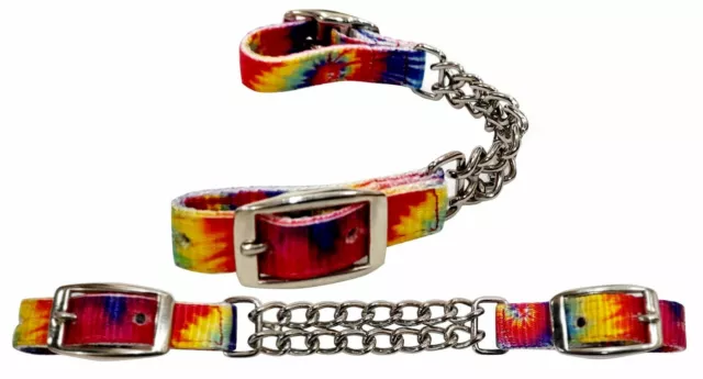 Tye Dye Fully Adjustable Nylon Chin Curb Strap w/ Double Chain 176770