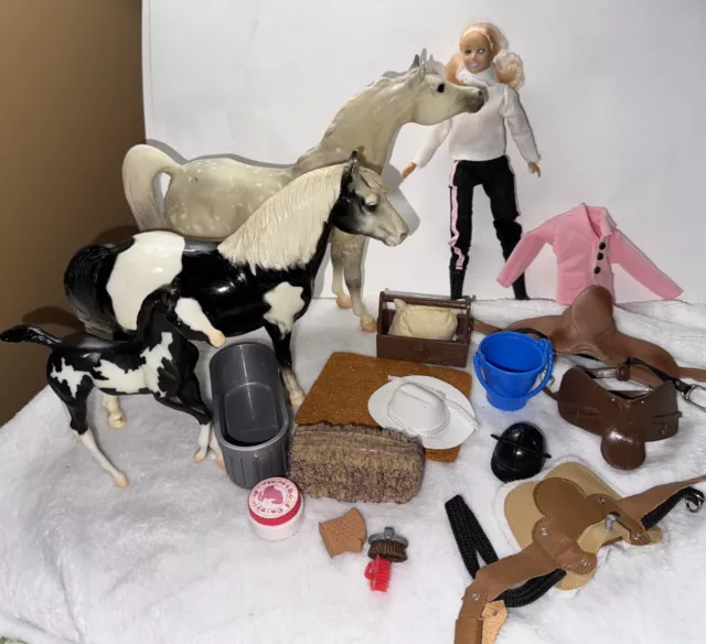 Breyer Classic Rider Doll + English Tack Western Lot +arabian horse +pony +Foal