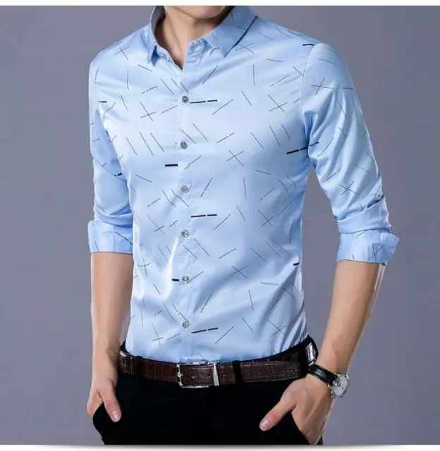 Camisa Con Botones Para Hombres Ropa De Vestir Diseño Elegante Manga Larga Lujo