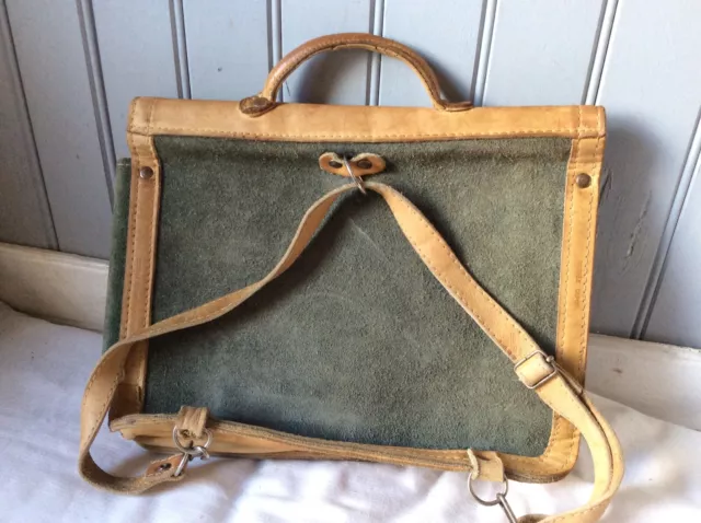 cartable vintage 80 TANN'S daim vert clair  (G/GO)