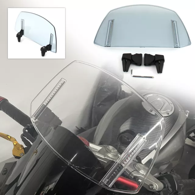 Universal Windschild Windschutzscheibe ClipOn Einstellbar Motorrad Spoiler Blau