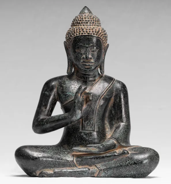 Ancien Khmer Style Bronze Assis Teaching Angkor Wat Statue de Bouddha -29cm / 12