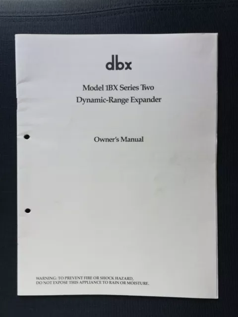 DBX Model 1BX Series Two Dynamic Range Expander - Original Owner's Manual