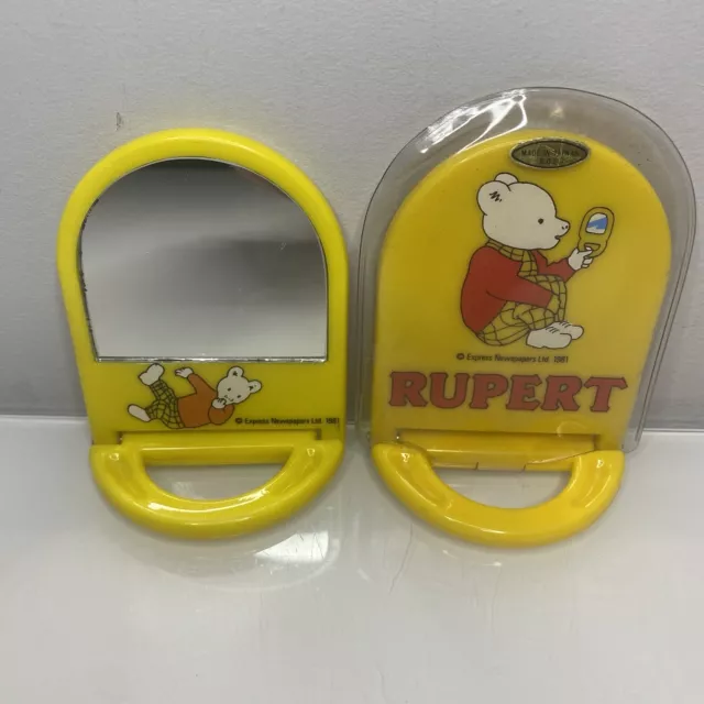 Rupert Bear Collectable Compact Mirrors Vintage 1981 x2 Rare Express Newspaper