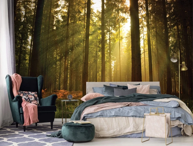 Fácil de Aplicar Bosque Foto Papel Pintado 312x219cm Pared Mural Dormitorio Sala