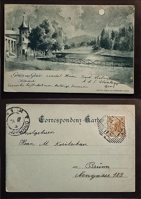 Graz AK 1899 Österreich Seehaus Briefmarke & Pm Gruss Aus