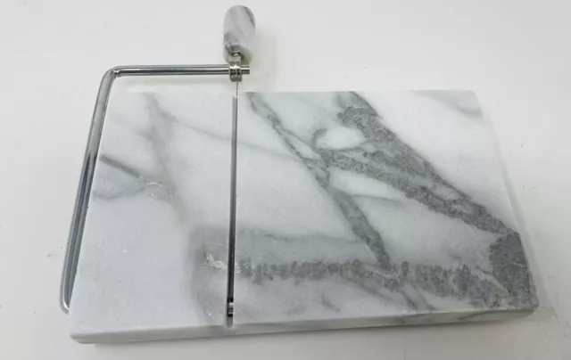 Marble Gray White Cheese Sliver Serving Tray W/ 1 Replacement Wire 5x8"