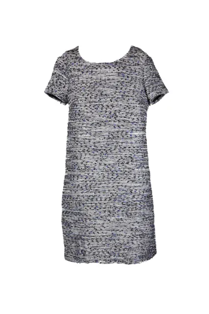 Cece Silver Metallic Short-Sleeve Kayte Tweedy Shift Dress 0
