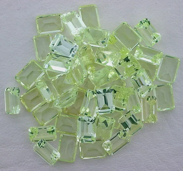 TWO 7X5 Emerald Cut Chrysoberyl Chrysolite Citrine Synthetic Corundum Gemstone