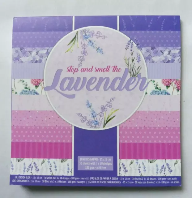 Designpapier Designblock Bastelpapier 3x10 Motive 15x15cm - SMELL THE LAVENDEL