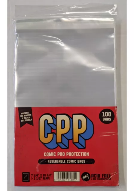 100 CPP Resealable Comic Bags