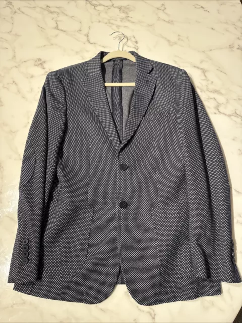 NWOT 38R Bar III Slim Fit Stretch Dark blue & Grey Cotton Sport Coat Blazer