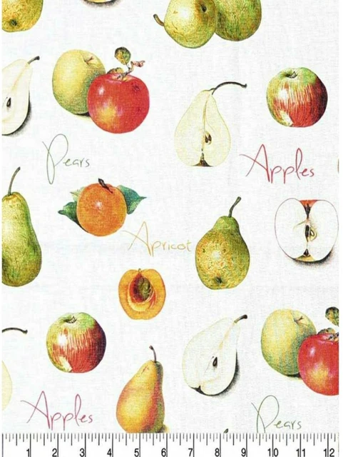 Lined Window Valance Curtain 42 X 15 Apple Pear Apricot Fruit Farmers Kitchen