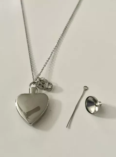 Memorial Urn Necklace Pendant For Ashes: “You Live In My Heart” 55cm WATERPROOF 2